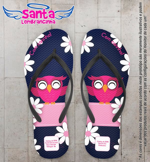 Chinelo Personalizado Dia dos Professores com Coruja COD 6624