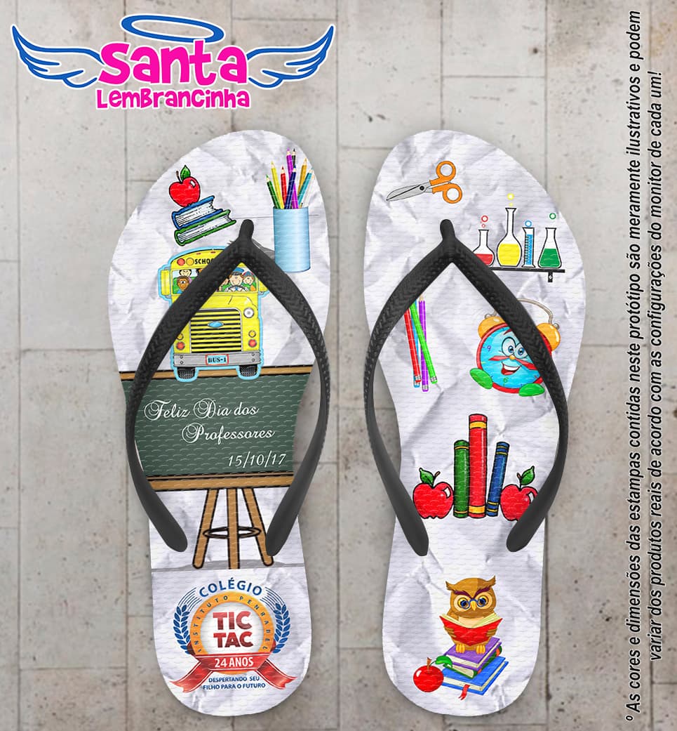 Chinelo Personalizado Dia dos Professores com Material Escolar COD 6528