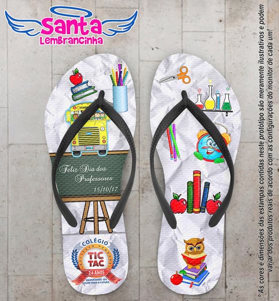 Chinelo Personalizado Dia dos Professores com Material Escolar COD 6528