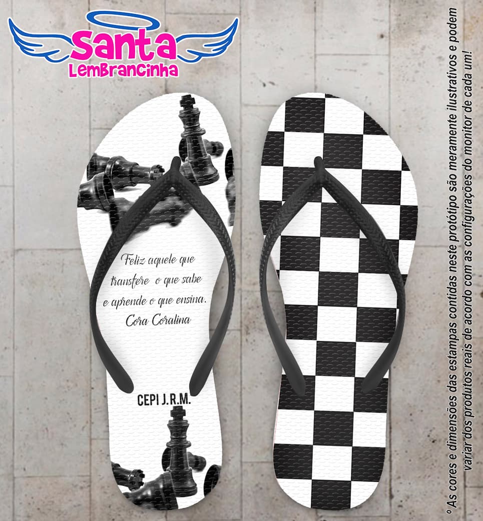 Chinelo Personalizado Dia dos Professores Xadrez COD 6530