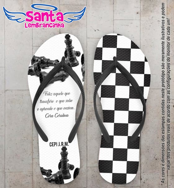 Chinelo Personalizado Dia dos Professores Xadrez COD 6530