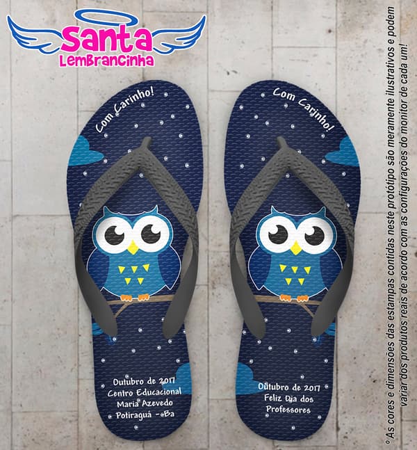 Chinelo Personalizado Dia dos Professores Fundo Céu COD 6625