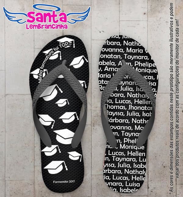 Chinelo Personalizado Formatura com Capelos COD 6758