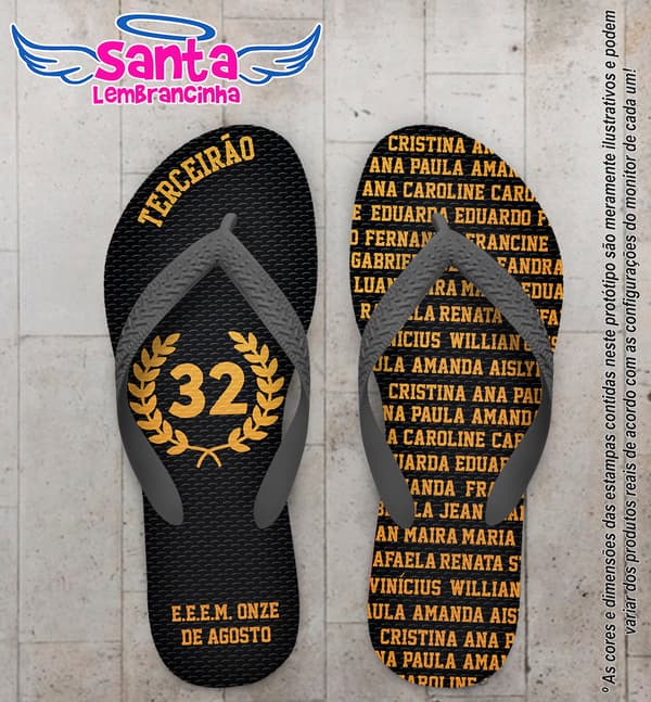 Chinelo Personalizado Formatura Terceirão em Dourado COD 6760