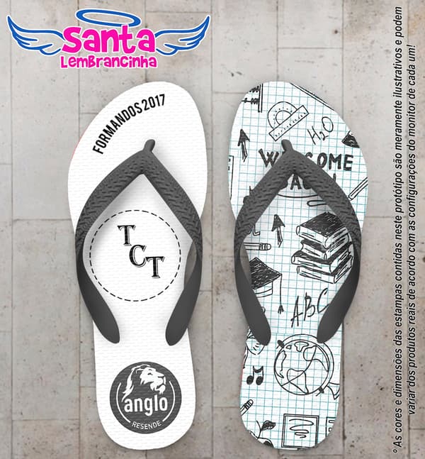 Chinelo Personalizado Formatura com Livros e Globos COD 6753