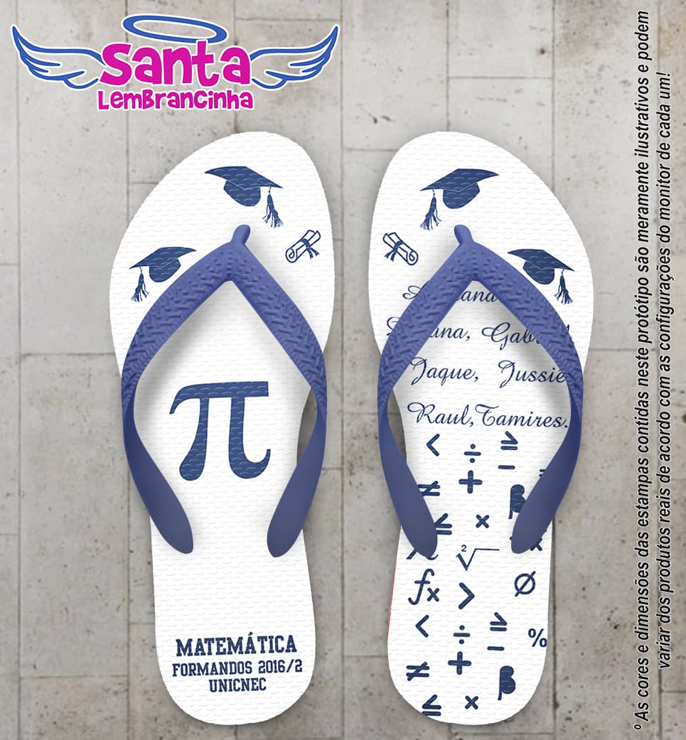Chinelo Personalizado Formatura de Matemático COD 6762