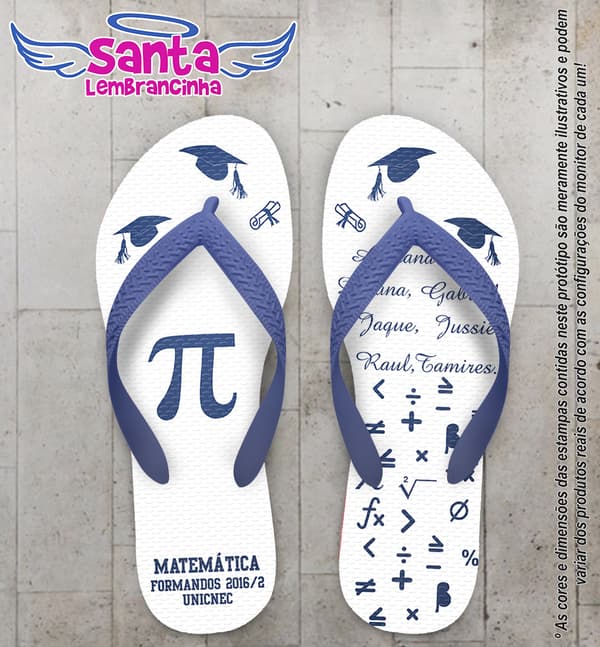 Chinelo Personalizado Formatura de Matemático COD 6762