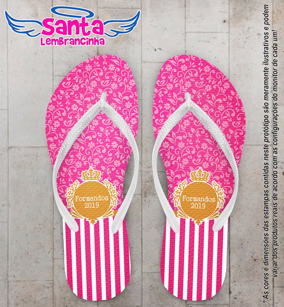 Chinelo Personalizado Terceirão Listrado com Flores COD 6751