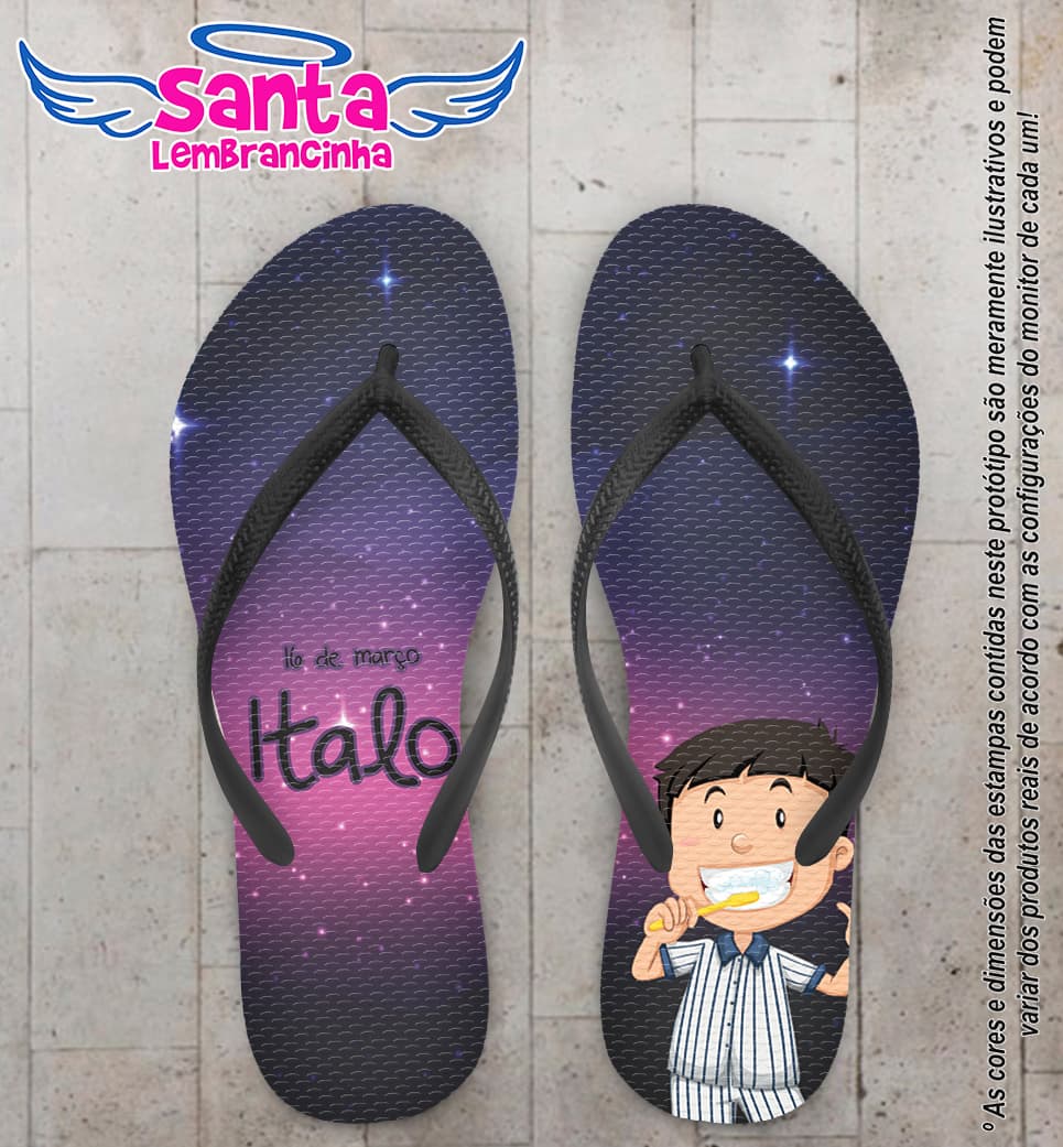 Chinelo Personalizado Infantil Galáxia COD 6584
