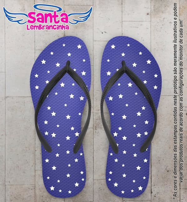 Chinelo Personalizado Infantil Azul com Estrelinhas COD 6580