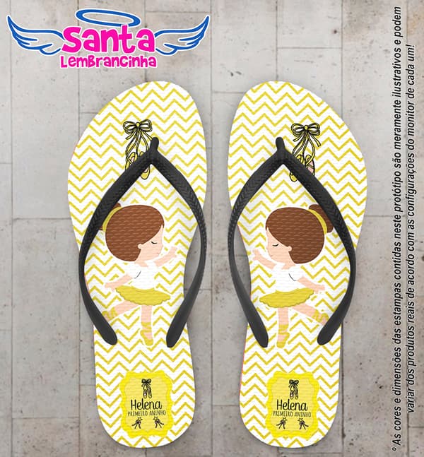Chinelo Personalizado Bailarina com Fundo Chevron COD 6568