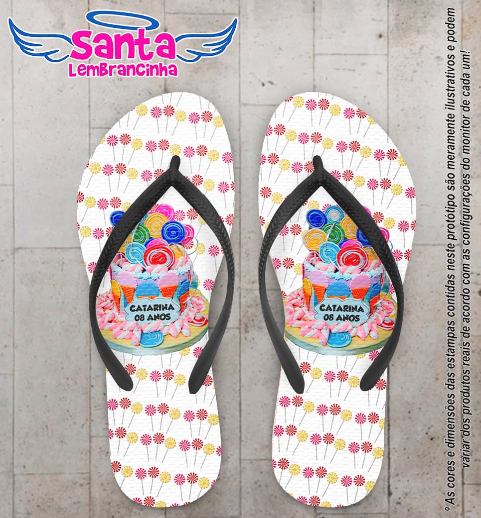 Chinelo Personalizado Infantil Com Bolo COD 6676