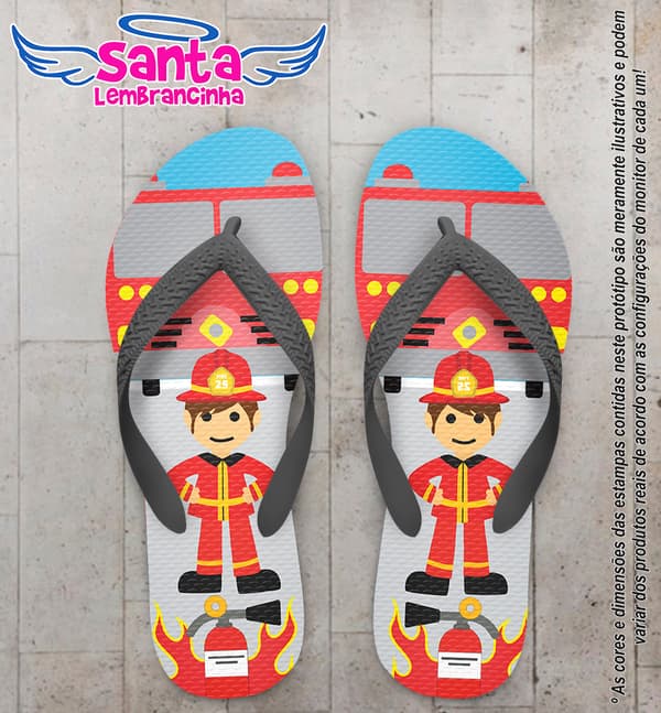 Chinelo Personalizado Infantil Bombeiro COD 6567