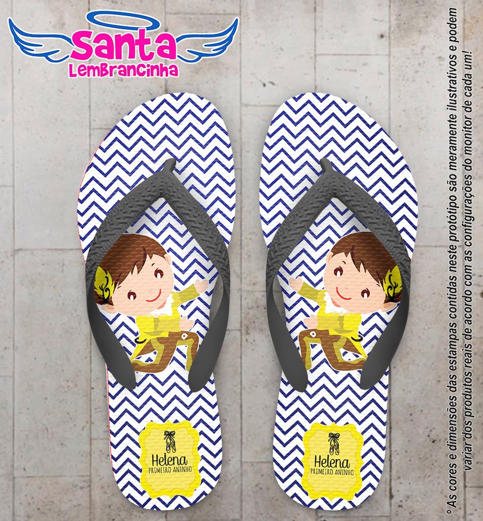 Chinelo Personalizado Infantil Bailarino com Fundo Chevron COD 6570