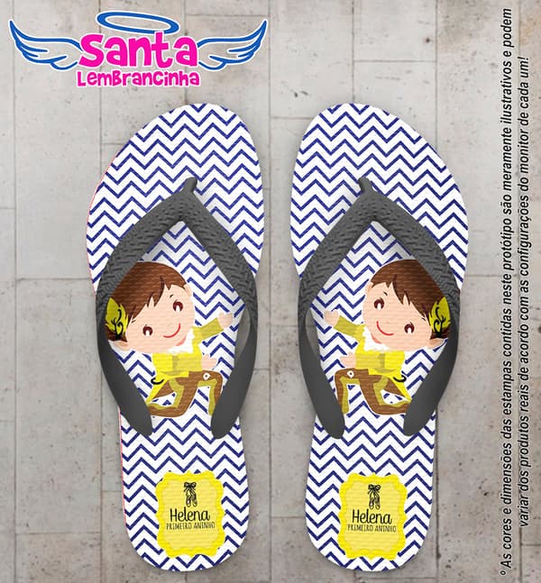 Chinelo Personalizado Infantil Bailarino com Fundo Chevron COD 6570