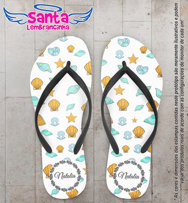 Chinelo Personalizado Infantil de Conchas COD 6577