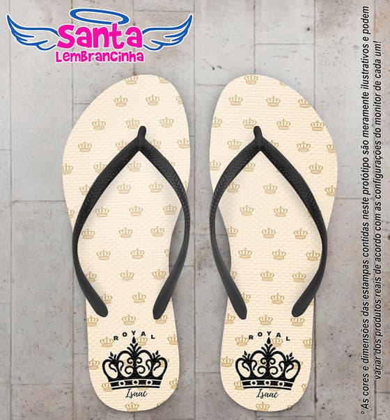 Chinelo Personalizado Infantil Monograma Coroa COD 6592