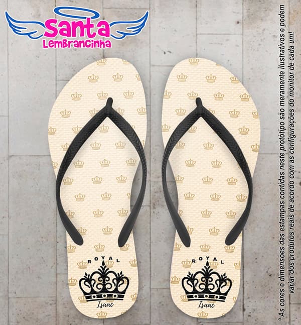 Chinelo Personalizado Infantil Monograma Coroa COD 6592