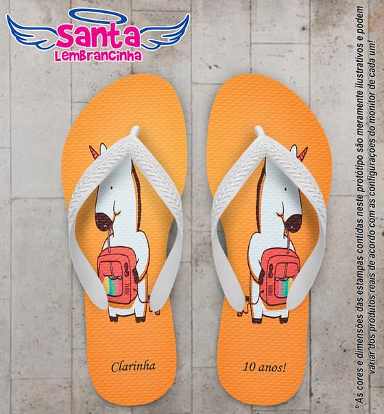 Chinelo Personalizado Infantil com Unicórnio COD 6550