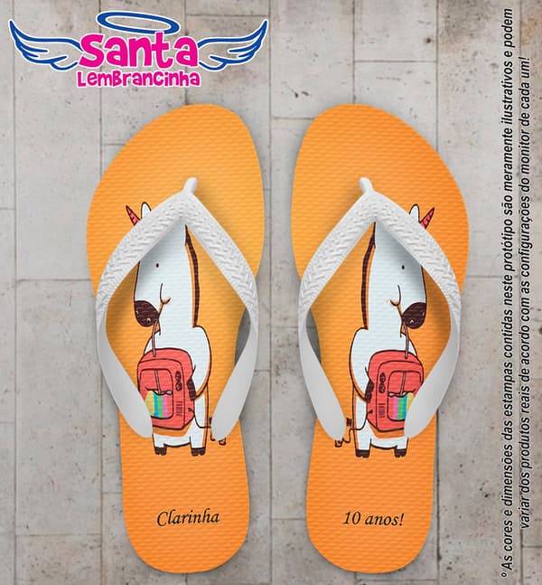 Chinelo Personalizado Infantil com Unicórnio COD 6550