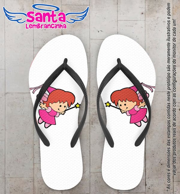 Chinelo Personalizado Infantil de Fadinha COD 6581