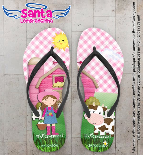 Chinelo Personalizado Infantil de fazenda COD 6582