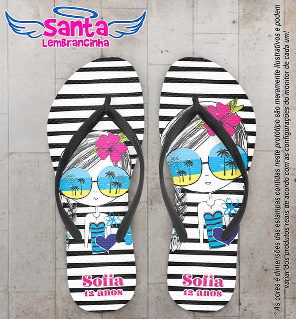 Chinelo Personalizado Infantil Listrado COD 6578