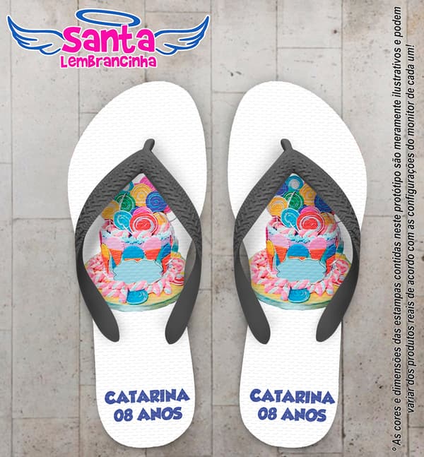 Chinelo Personalizado Infantil Com Bolo COD 6675