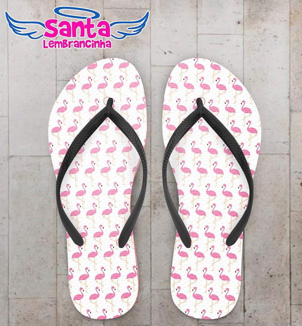 Chinelo Personalizado Infantil Flamingos COD 6733