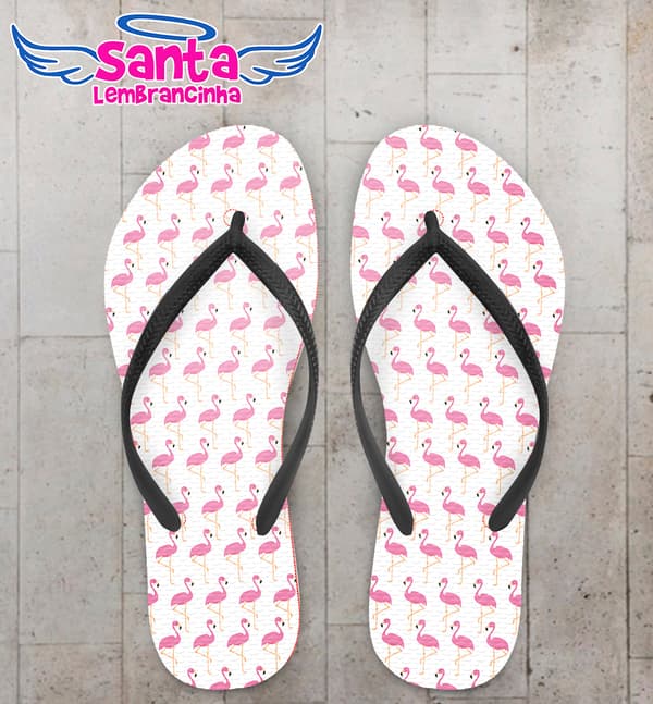 Chinelo Personalizado Infantil Flamingos COD 6733