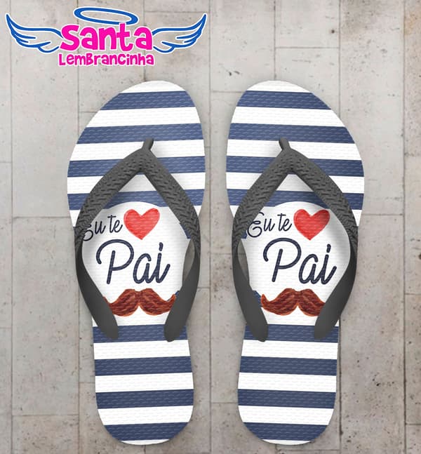 Chinelo Personalizado Dia dos Pais com Listra e Bigode COD 6678
