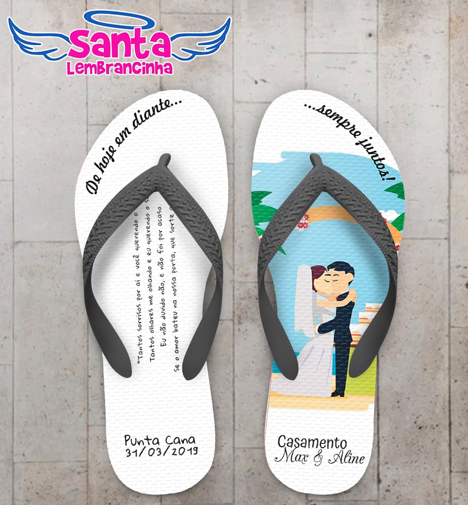 Chinelo Personalizado Casamento Noivinhos COD 6834