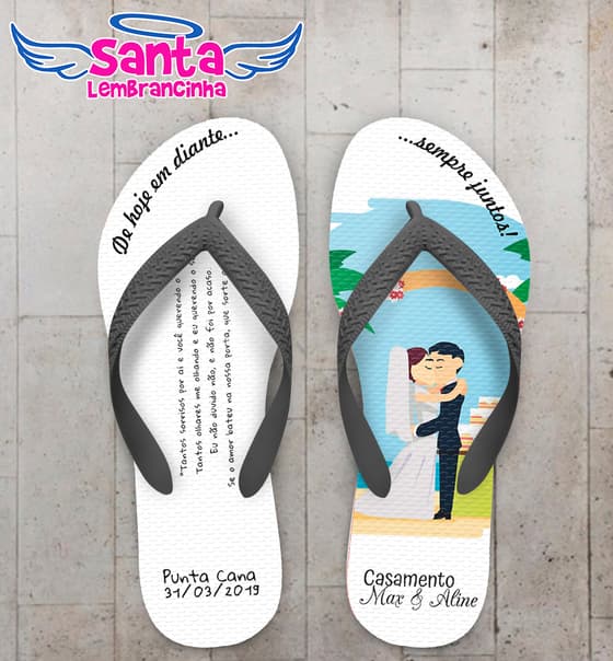 Chinelo Personalizado Casamento Noivinhos COD 6834