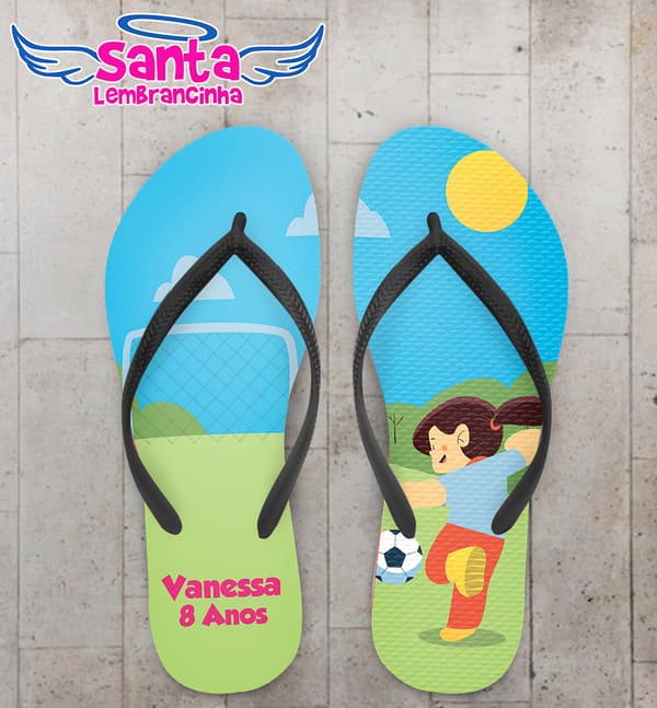 Chinelo Personalizado Infantil Futebol Feminino COD 6901