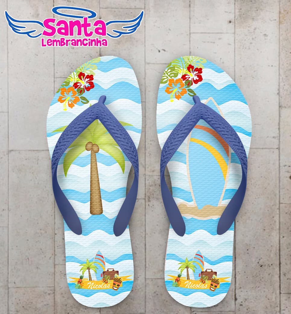 Chinelo Personalizado Aniversário Infantil Havaí COD 6793