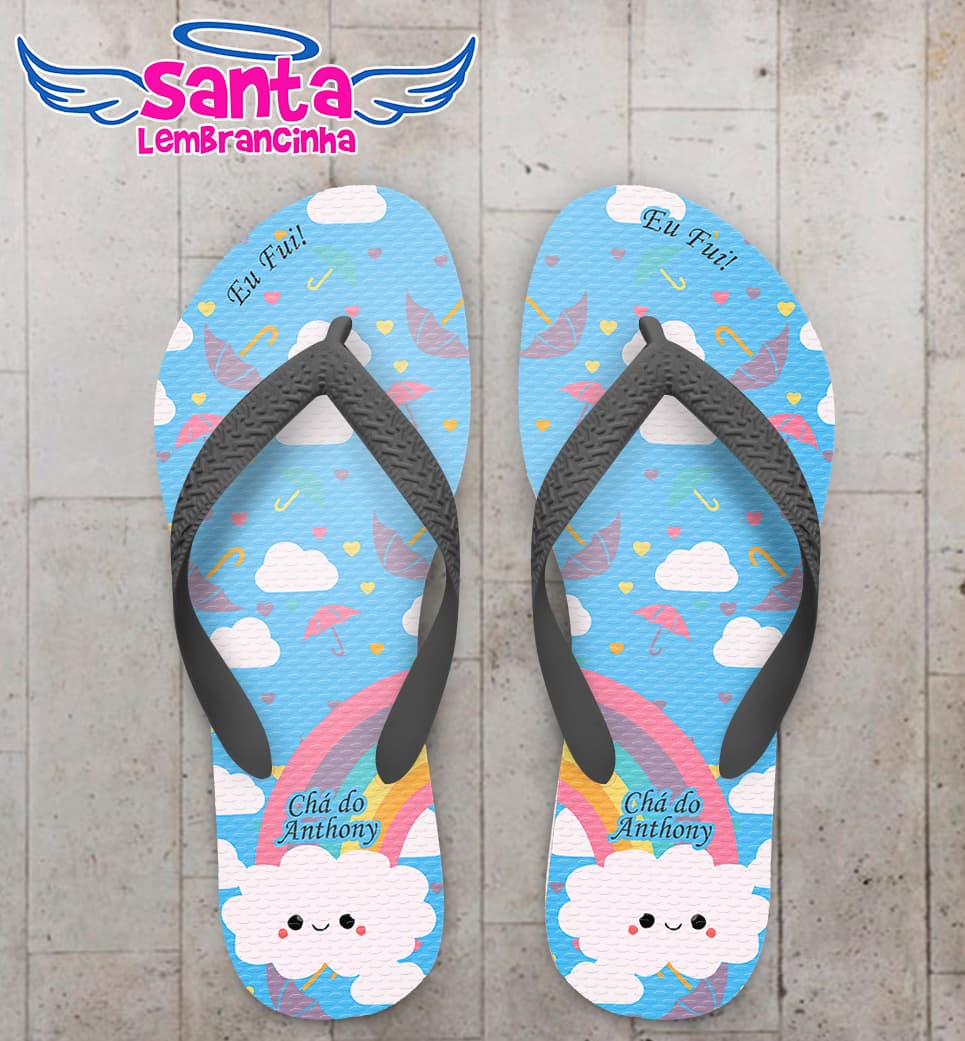 Chinelo Personalizado Infantil Aniversário com Nuvem COD 6796