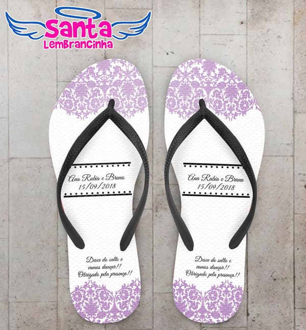 Chinelo Personalizado Casamento Arabesco Lilas COD 6770