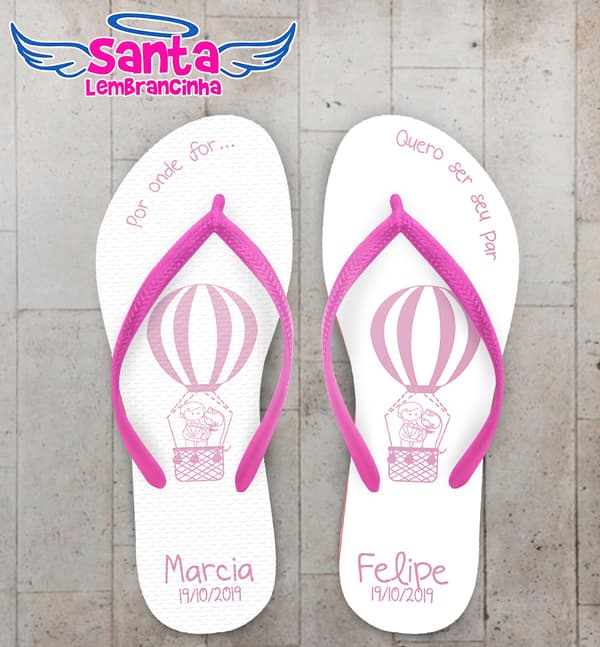 Chinelo Personalizado Casamento Balão Por Onde For.. COD 6949