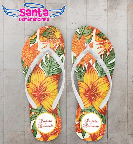 Chinelo Personalizado Casamento com Floral COD 6836