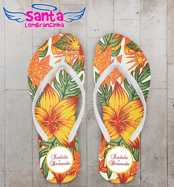 Chinelo Personalizado Casamento com Floral COD 6836