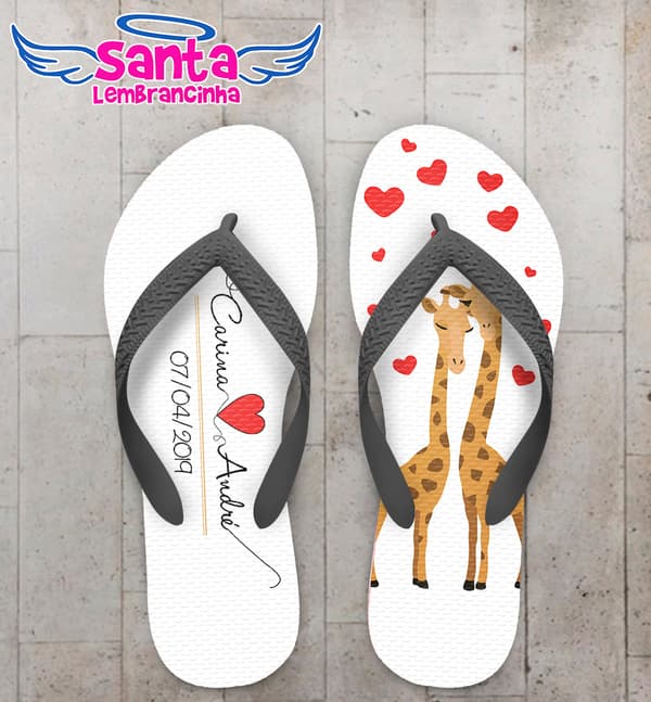 Chinelo Personalizado Casamento com Girafas COD 6841
