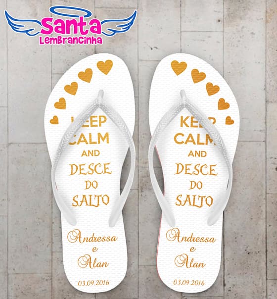 Chinelo Personalizado Casamento Desça do Salto COD 6785