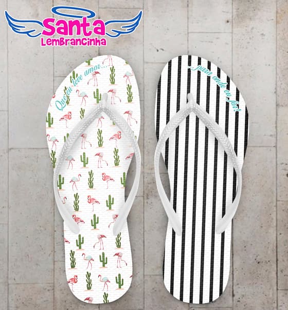 Chinelo Personalizado Flamingos Listrado COD 6776