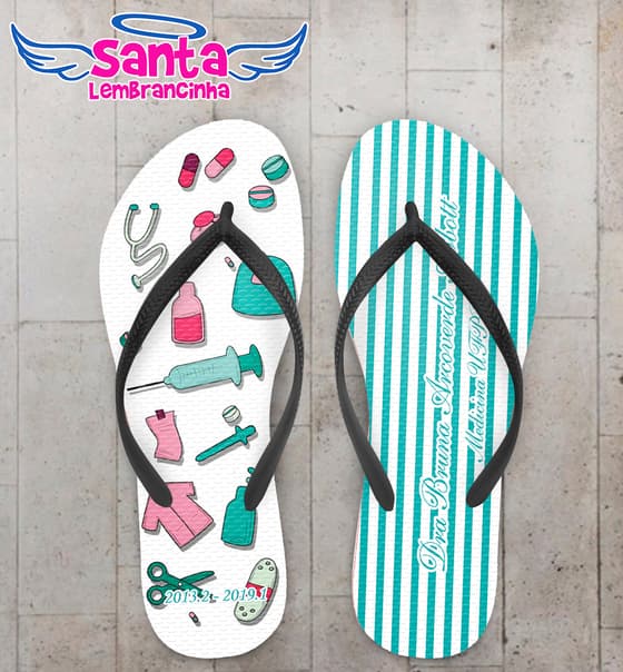 Chinelo Personalizado Formatura Medicina Listrado COD 6842