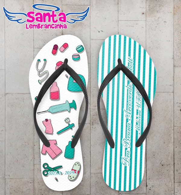 Chinelo Personalizado Formatura Medicina Listrado COD 6842
