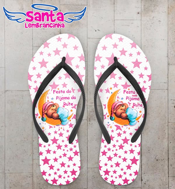 Chinelo Personalizado Infantil Festa do Pijama COD 6795