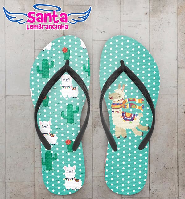 Chinelo Personalizado Aniversário Infantil Lhama COD 6899