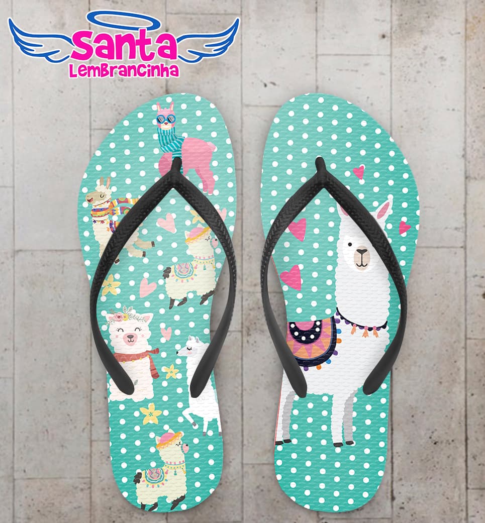 Chinelo Personalizado Aniversário Infantil Lhama COD 6898