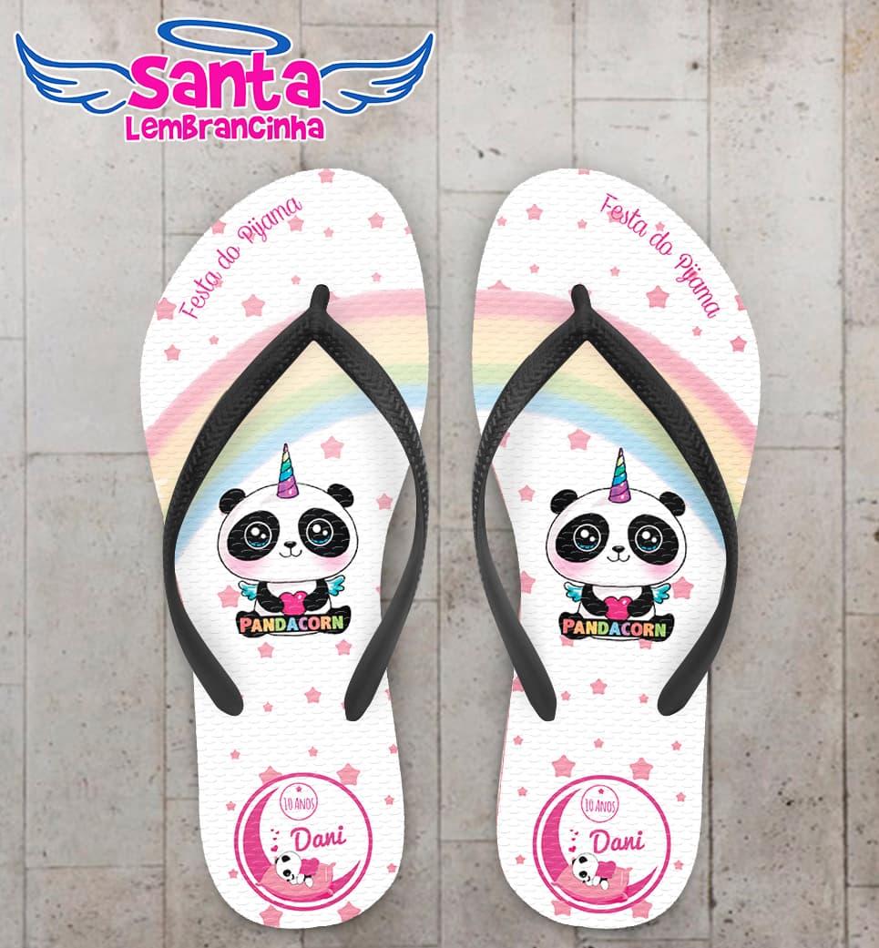 Chinelo Personalizado Infantil Pandacorn COD 6839