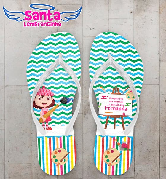 Chinelo Personalizado Infantil Pintura COD 6788